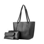 Velvet Tot Bag Double Strap 3-PCS Black