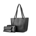 Velvet Tot Bag Double Strap 3-PCS Black